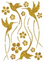 Kolibris in Hologramm Gold, Folien Bügelmotiv in A5